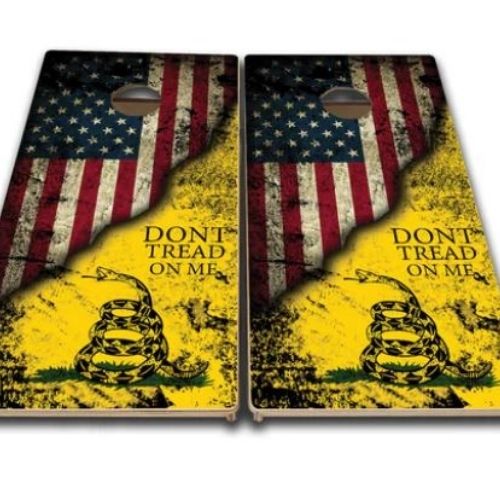 Custom Rec Cornhole Bags (1) Dont Tread on Me Flag Cornhole Boards